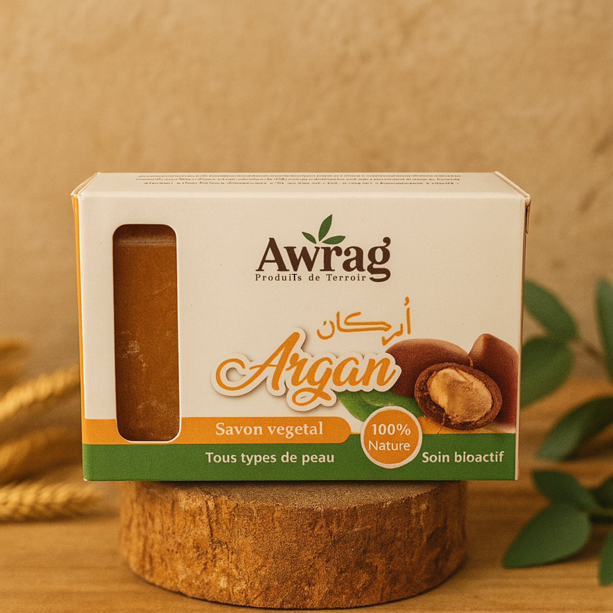 Savon a l'argan sur un bout de bois
